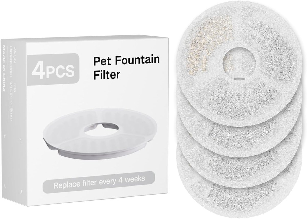 PUPPY KITTY Drinkfontein Filters Navulling - 4 Stuks - 3 in 1 Waterfilters - Kattenfontein Filters - Drinkfontein Kat - Drinkfontein Hond - Universeel