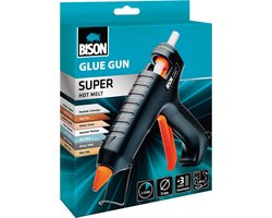 Bison Glue Gun Super, met hoge lijmprestaties voor doe-het-zelf en semi professioneel gebruik, hout, metaal, steen, glas, tegels, keramiek, leer, textiel en vele kunststoffen.
