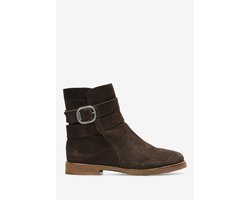 Shabbies Amsterdam - Festi Wrap Bottine Daim Cire Marron Fonce - Taille 37