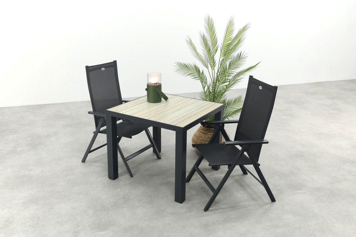 Hartman Napoli/Nola verstelbare tuinset 90x90 cm. - Antraciet/Houtlook