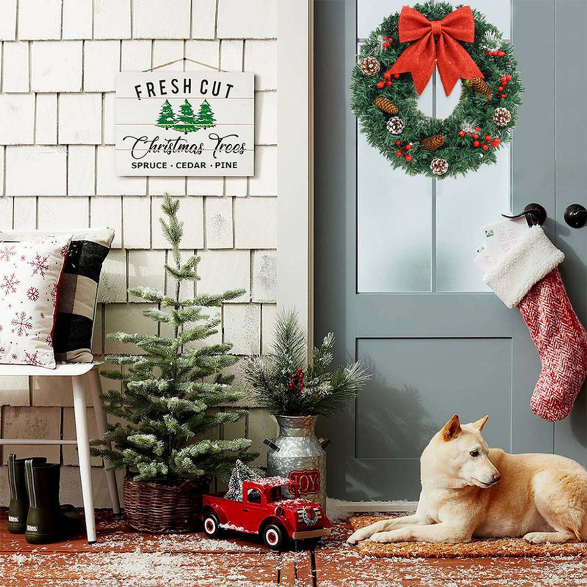 Kerstkrans met wijnranken - 40 cm - Decoratieve kerstkrans voor aan de deur - Kerstkrans - Kerstkrans ornament - Kerstkrans met wijnranken - Geschikt voor voordeuren, ramen en feesten – foto 5