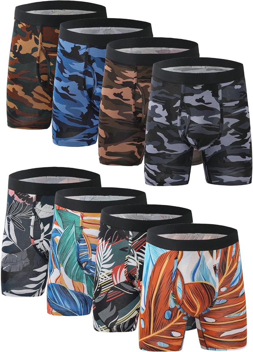 Boxershorts voor heren van bamboe en viscose - retroshorts in verpakking van 4 of 8 - maten S-3XL