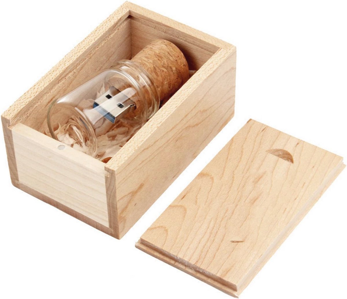 Transparante USB 3.0 Flash Drive - 128GB Geheugenstick met Houten Omhulsel