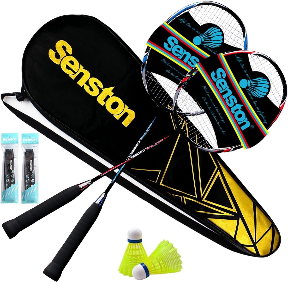 Badminton Set voor Volwassenen Inclusief 2 Rackets en Tennistas