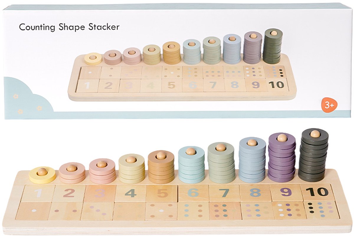 Speelgoedtopdeals - Houten Stapel-en Telpuzzel - Educatief Speelgoed - Tellen