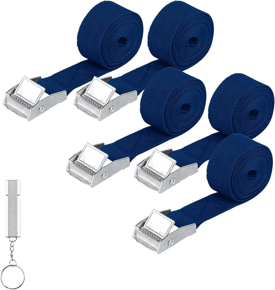 Spanbanden 25mm x 1.5m - 5 Stuks Korte Bindriemen Voor Fietsen, Motoren en Auto's - Verstelbaar Met Ratel en Fluitje