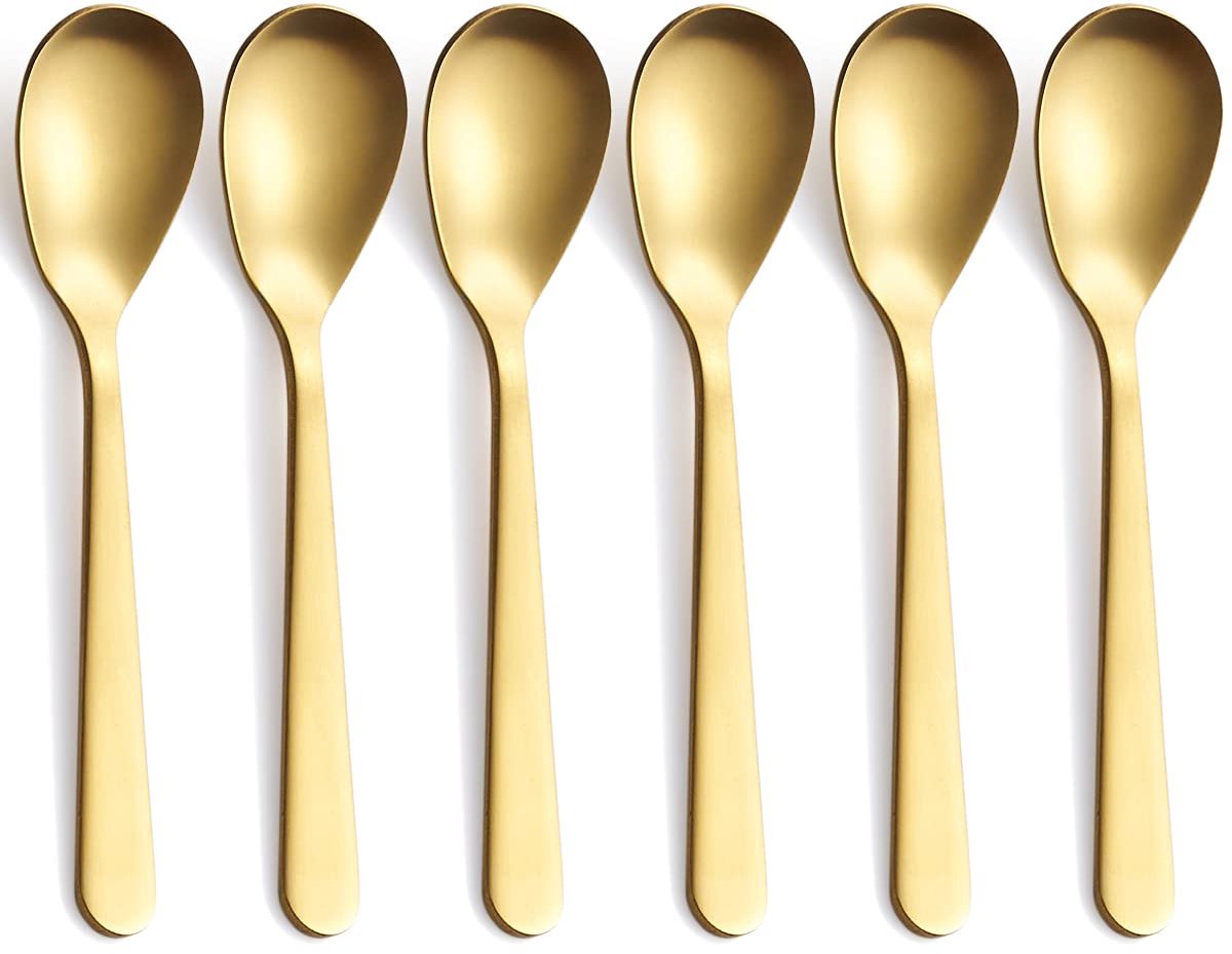 6 stuks - - Lepels - lange koffielepelset – 304RVS – Dessertlepelset – 11,1 cm – IJslepel – Theelepel – Suikerlepel – gouden