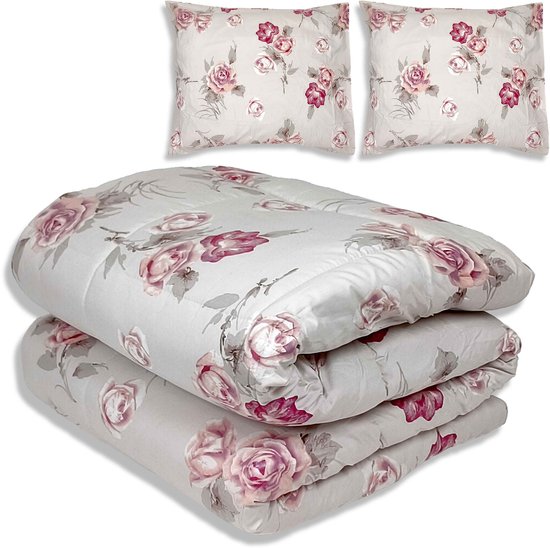 Dekbed met roze bloemenprint, dekbed 200 x 200 cm voor 2 personen Dekbed met roze bloemenprint, dekbed 200 x 200 cm voor 2 personen