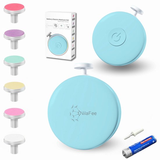 NilaFee® - Electrische Baby Nagelvijl - 7 Vijlen - Incl. Batterij - Baby Nagelknipper - Manicureset Baby - Nagelschaartje - Dusty Mint