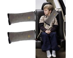 2 stuks - Gordelbeschermer Kind - Auto Gordel Beschermer - Kinderzitjegordelkussen - Autoreiskussen - Nek Kussen - Verstelbare schouderpad voor voertuigen - Gordelbeschermer - 28*12 cm - Grijs - Geschikt voor auto, reizen en vliegtuig