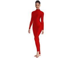 Unisex Full Body Catsuit Dames Turnpakje Hoge Hals Lange Mouwen Spandex