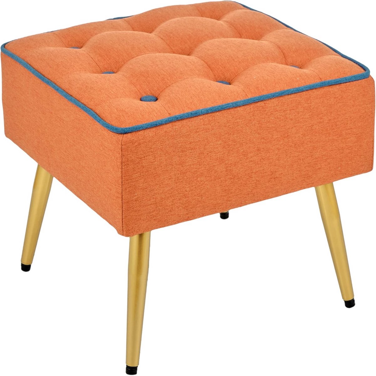 Vierkante Stoffen Poef met Houten Poten - Comfortabele Zit of Voetenbank (40x40x35 cm)