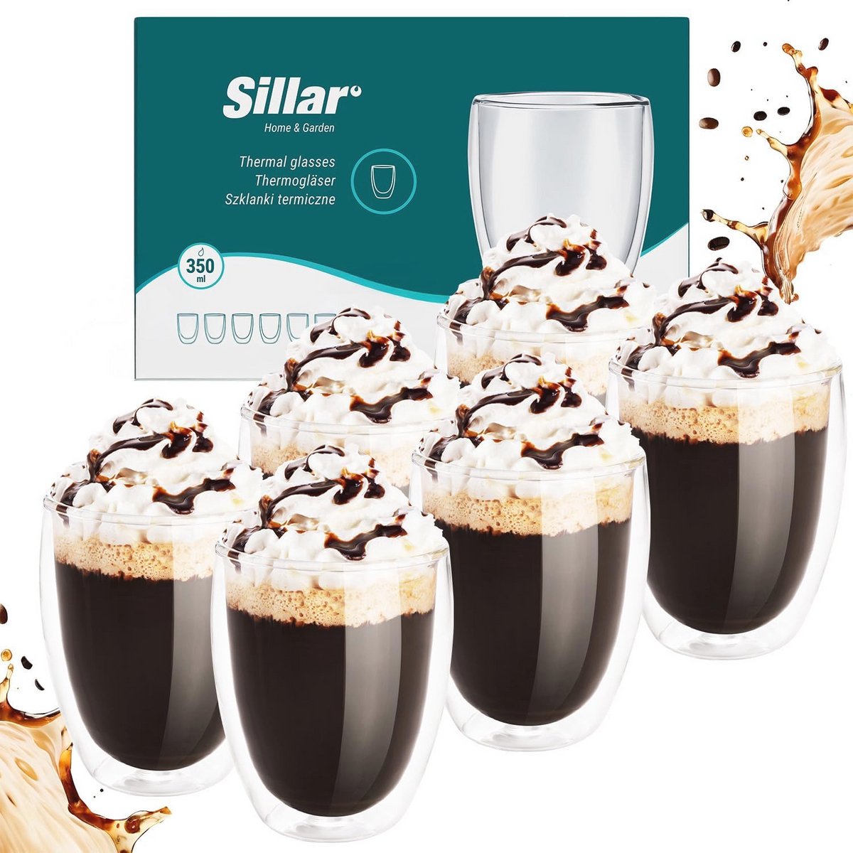 Dubbelwandige Koffieglazen 350 ml - Thermische Theeglazen met Handvat