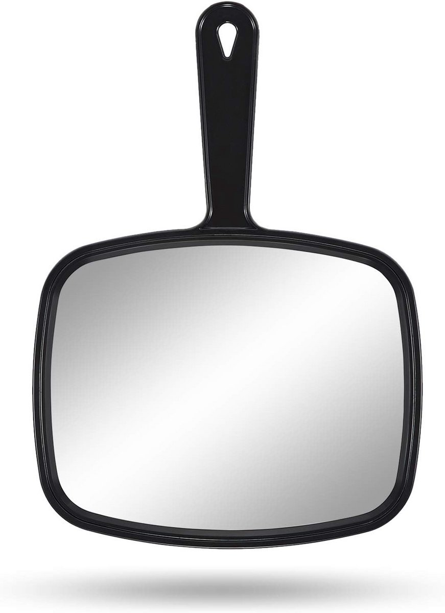 Handspiegel - Handheld Make-up Spiegel met Handvat voor Kappers - Vierkant Zwart 10.3"x7.4"