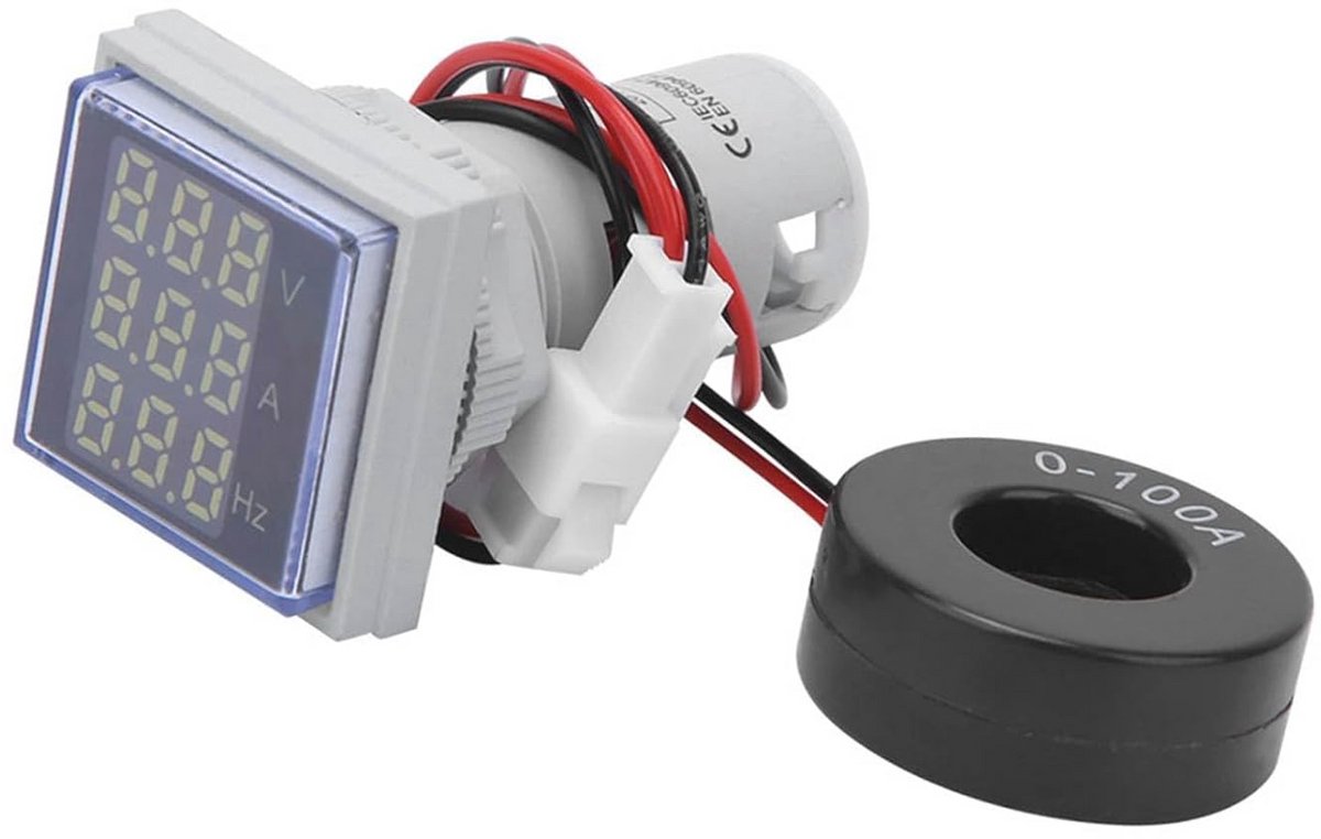 Digitale AC-stroommeter met LED-display en frequentieweergave