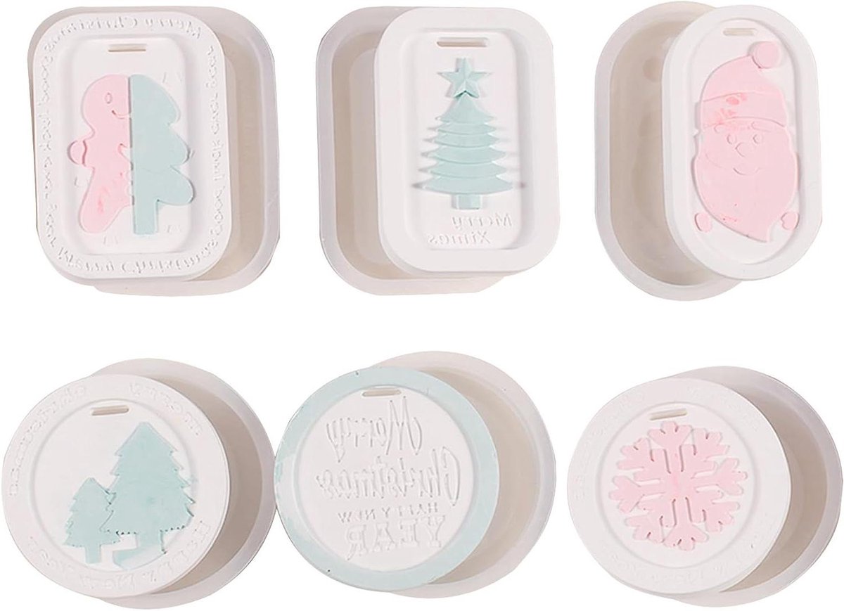 Allecta - Kerst Gietvormen Set van 6 - Siliconen - Epoxyhars - Kerstboom en Eland - DIY Kerstversiering - Ornamenten
