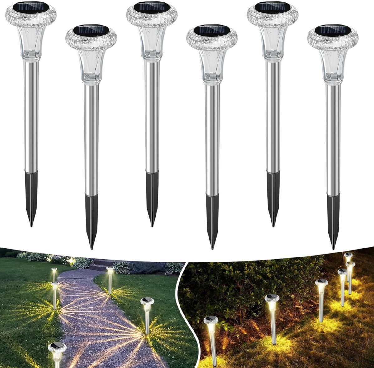 ZRSS® Solar Tuinverlichting Grondspots - Padverlichting Zonne Energie - Tuinpad Verlichting - Voor Tuin en Gazon - Waterdicht - 6 Stuks