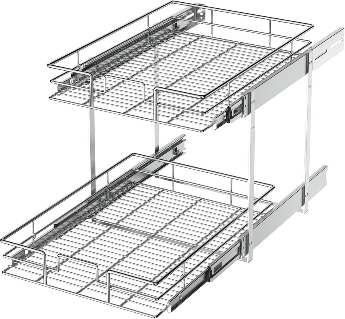 2 Laags Keukenkast Organizer met Uittrekbare Planken