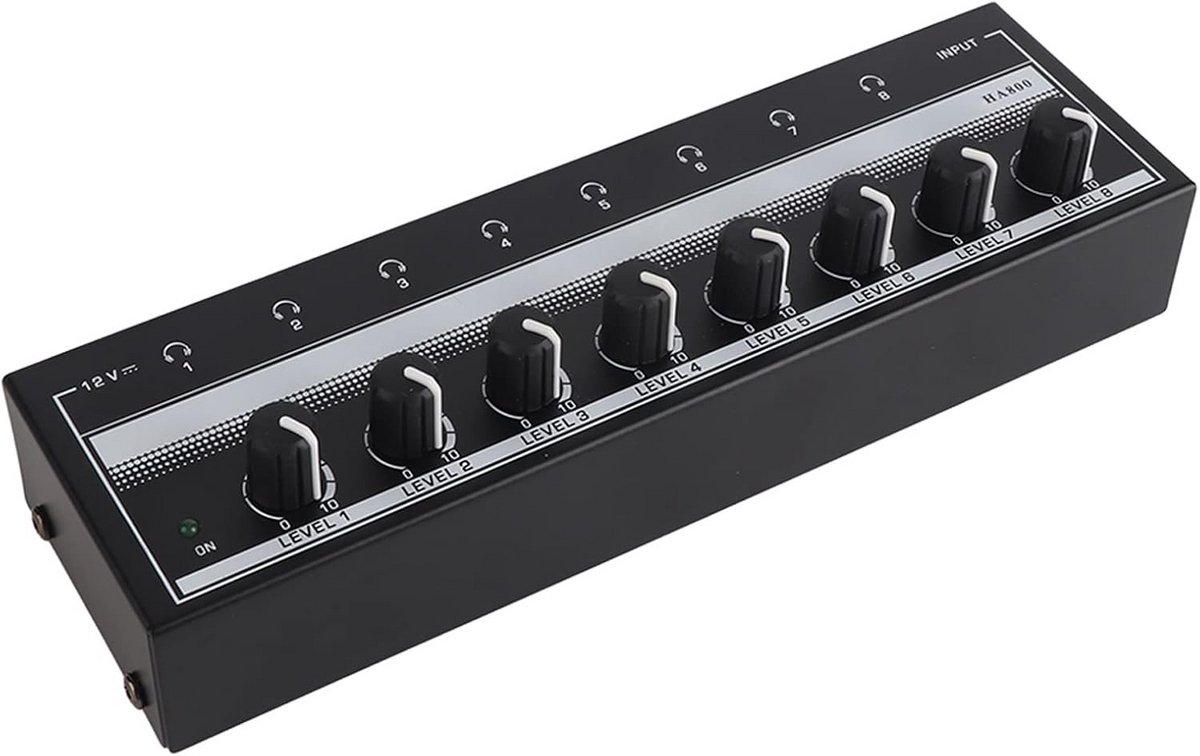 Hoofdtelefoonversterker 8 Kanaals Stereo Mini Versterker voor Studio en Podium