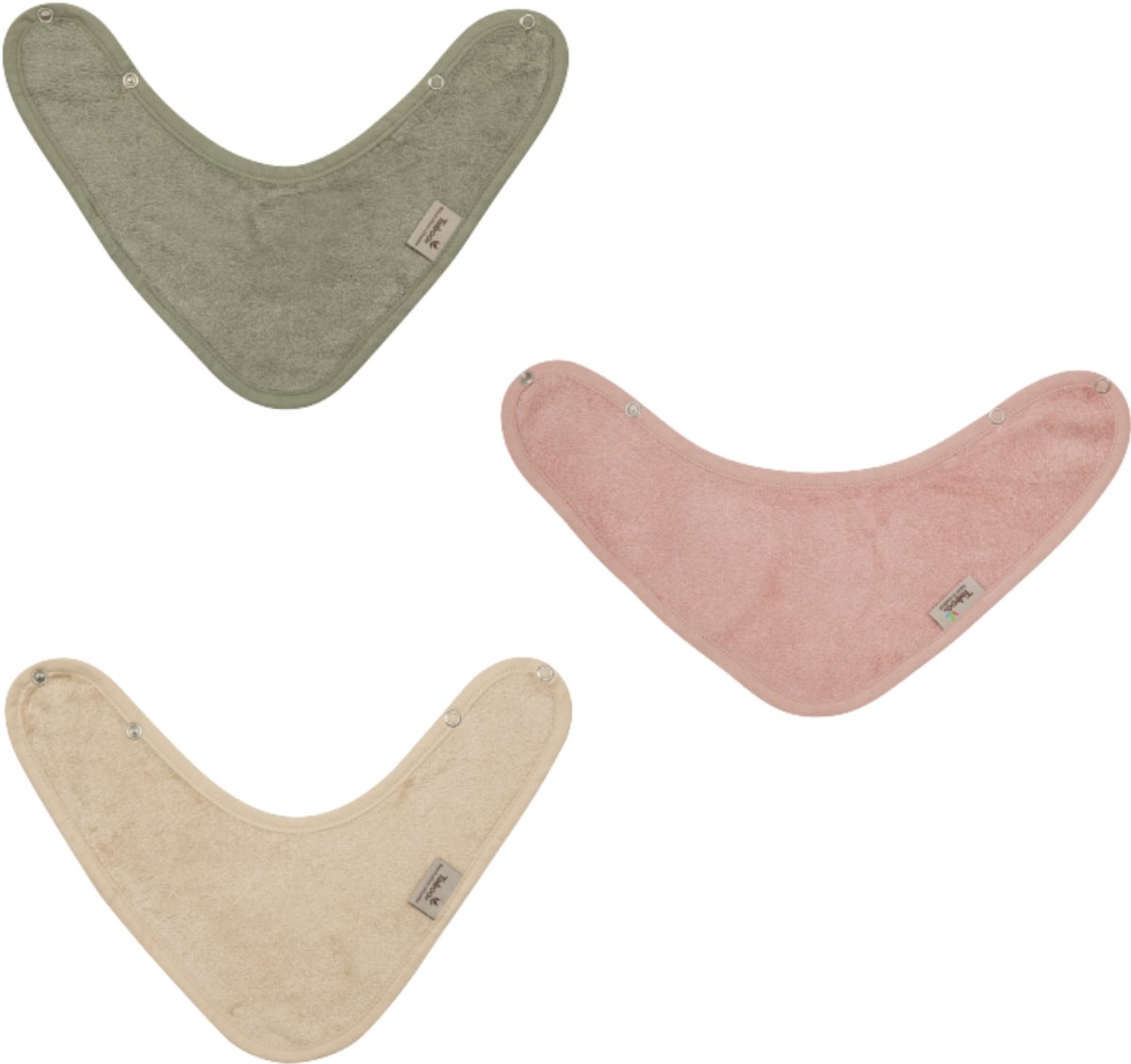Timboo Bandana slabben 36x20cm set van 3 - Extra zacht - Misty Rose/Frosted Almond/Whisper Green
