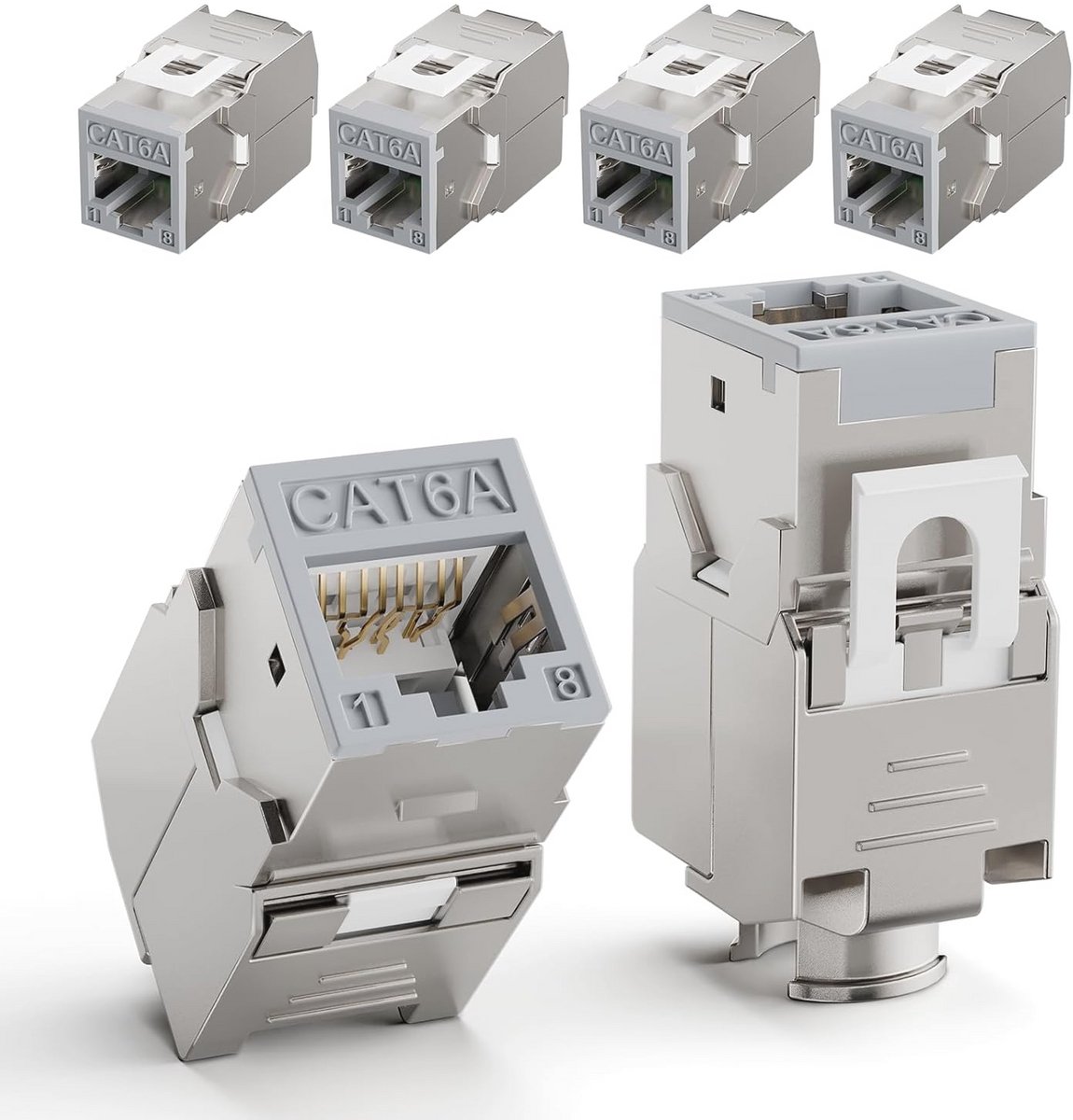 6 stuks RJ45 Keystone Jack CAT6A - 10 Gbit/s, 500 MHz Netwerkdoos voor Ethernet Installatie