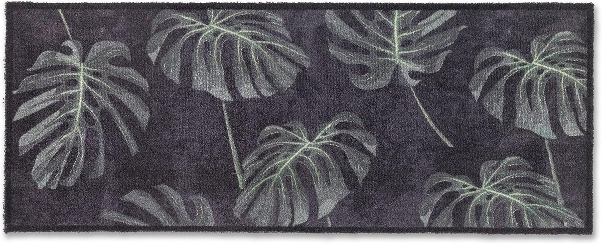 Antislip Deurmat Monstera Groen 50x130 cm - Vuilvangmat voor Binnen - Afwasbaar en Onderst