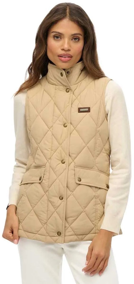 Superdry Gevoerde bodywarmer met corduroy afwerking Dames Gilets Beige