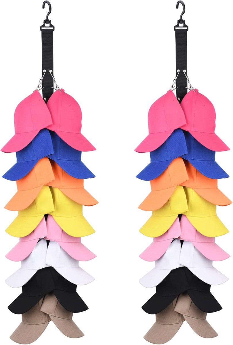 Kast Opknoping Cap Organizer voor 16 Baseball Caps – Hoed Opslag en Organizer (2 Pack)