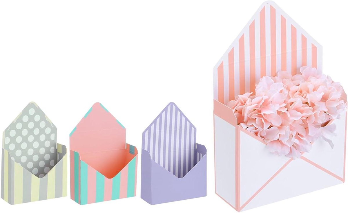 Allecta - Papieren bloem geschenkzakjes set, handvat, opvouwbaar - bruiloft, feest, verjaardagen