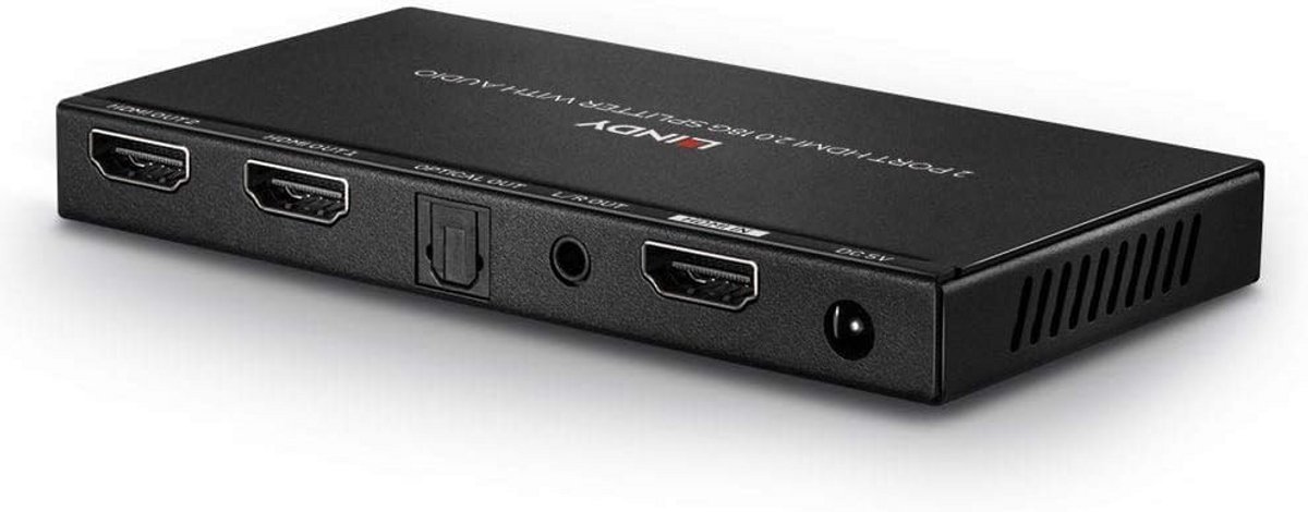 2-poorts HDMI 18G Splitter met Audio Extractie en 4K Downscaling
