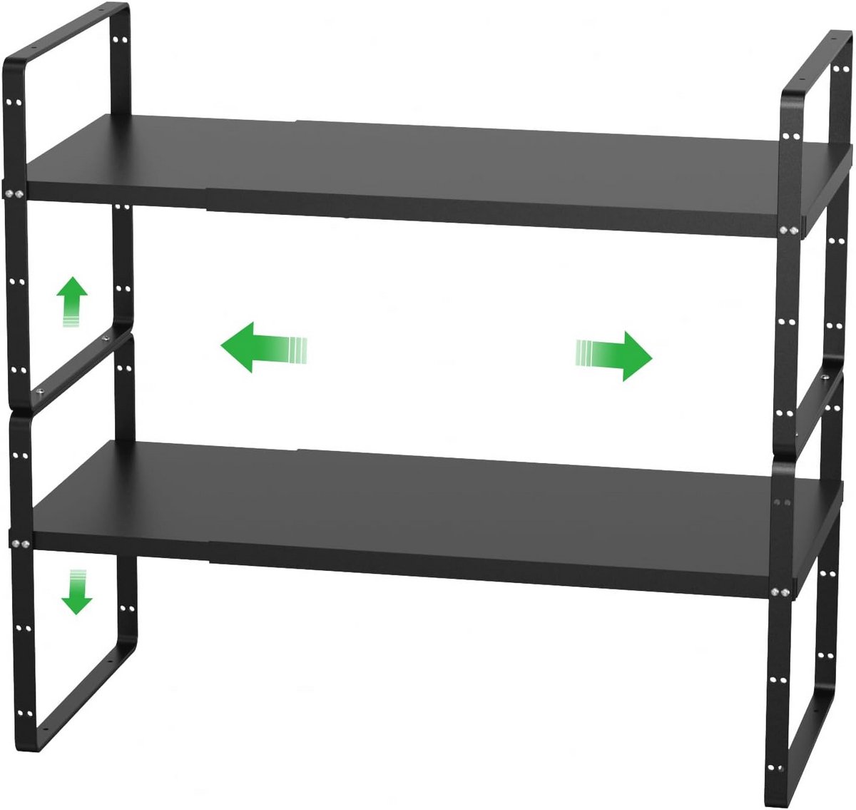 Stapelbare kast plank organizer voor keuken aanrecht - 7,8 inch zwart - Set van 2
