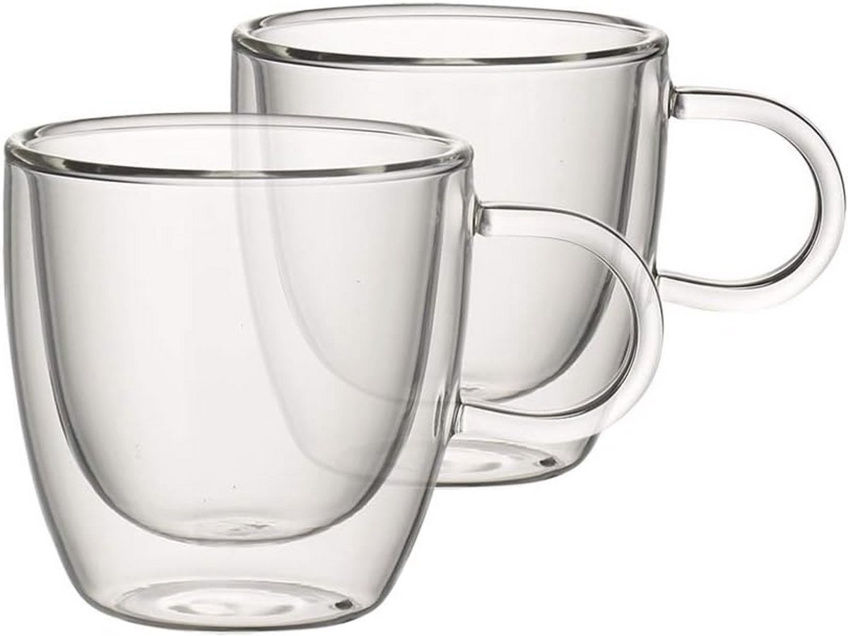 Dubbelwandige Drinkbekers voor Warm en Koud, Set van 2, 110 ml, Borosilicaatglas