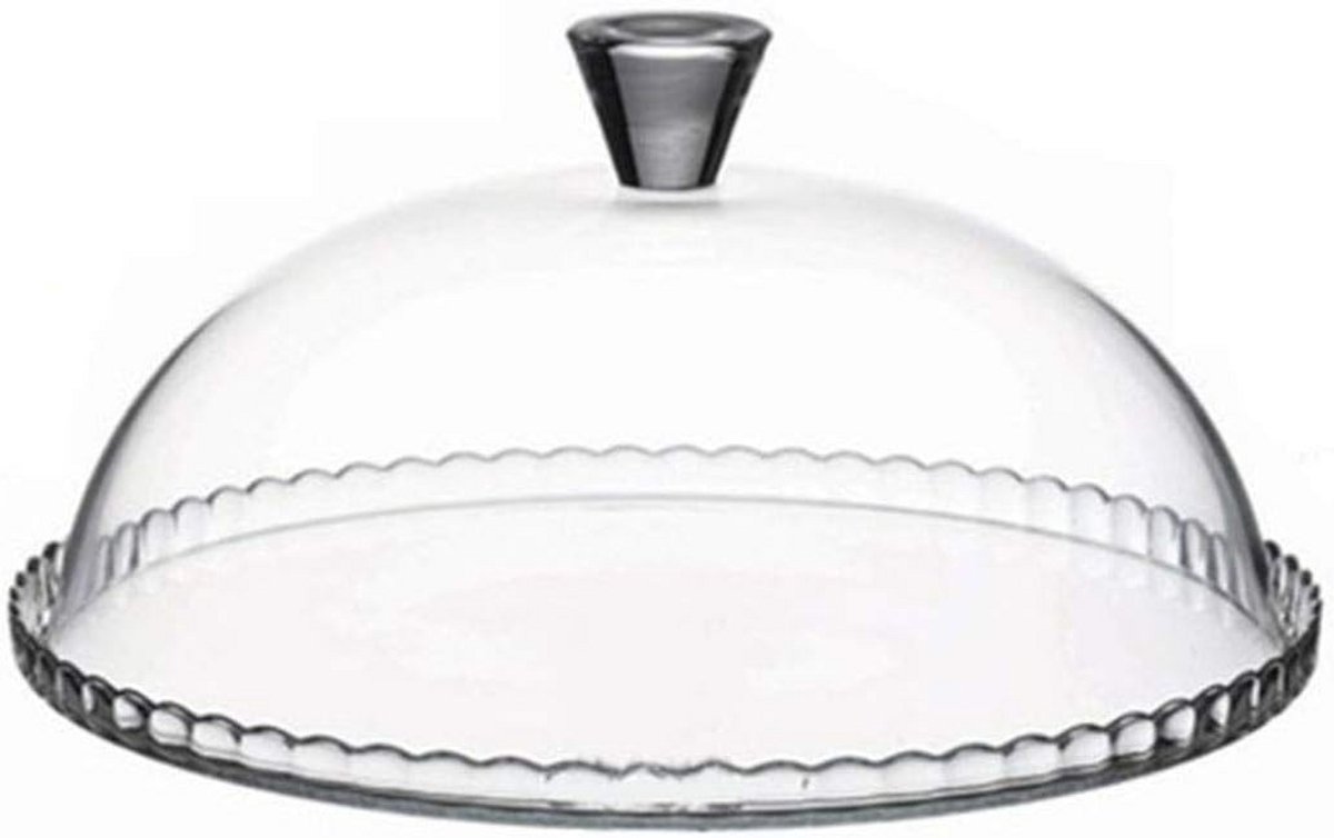 Glasplaat voor taarten met transparante koepel 15h diameter 32