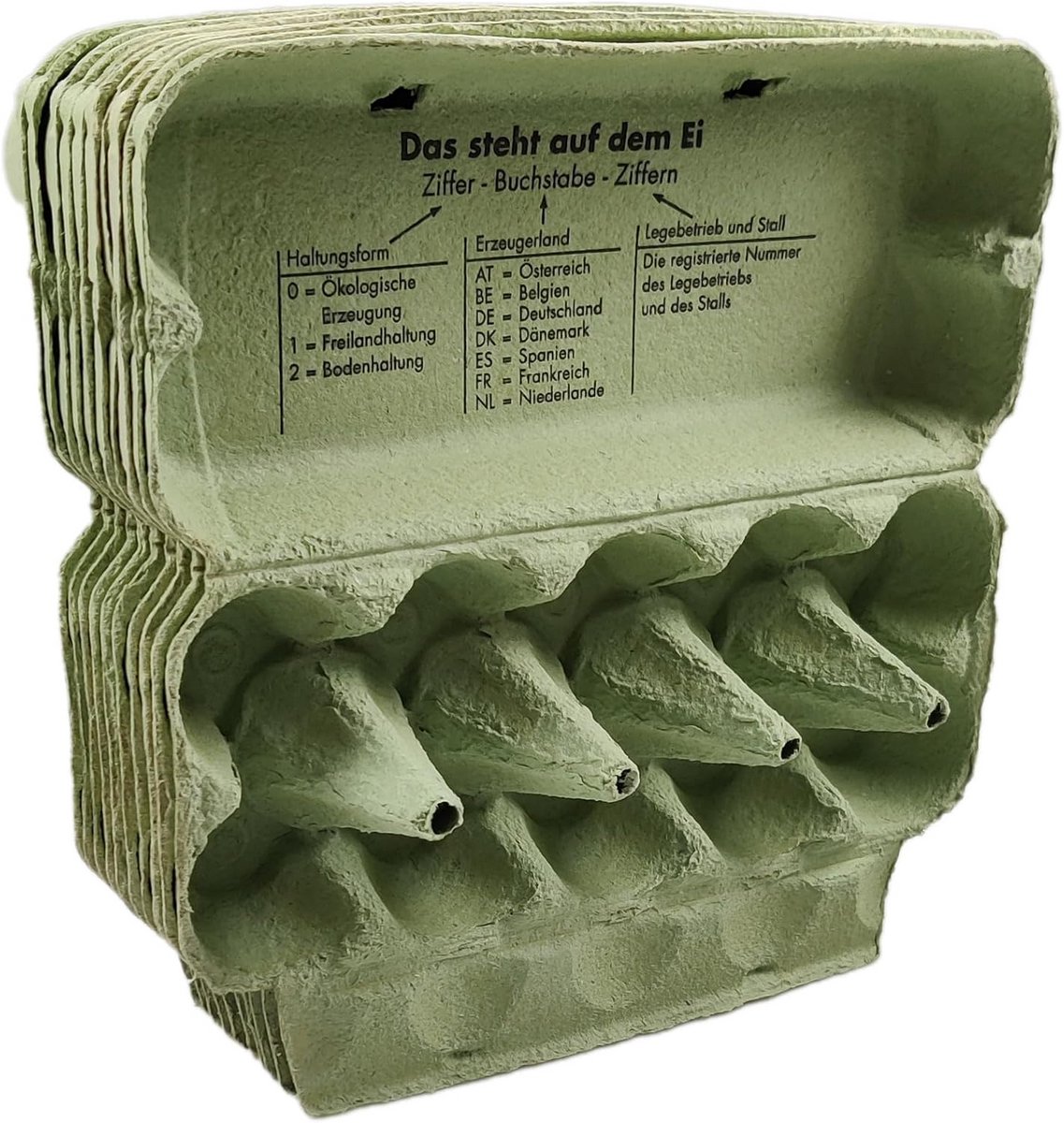 10x Groene Eierdoosjes voor 10 Kippeneieren - Stapelbaar & Recyclebaar Karton