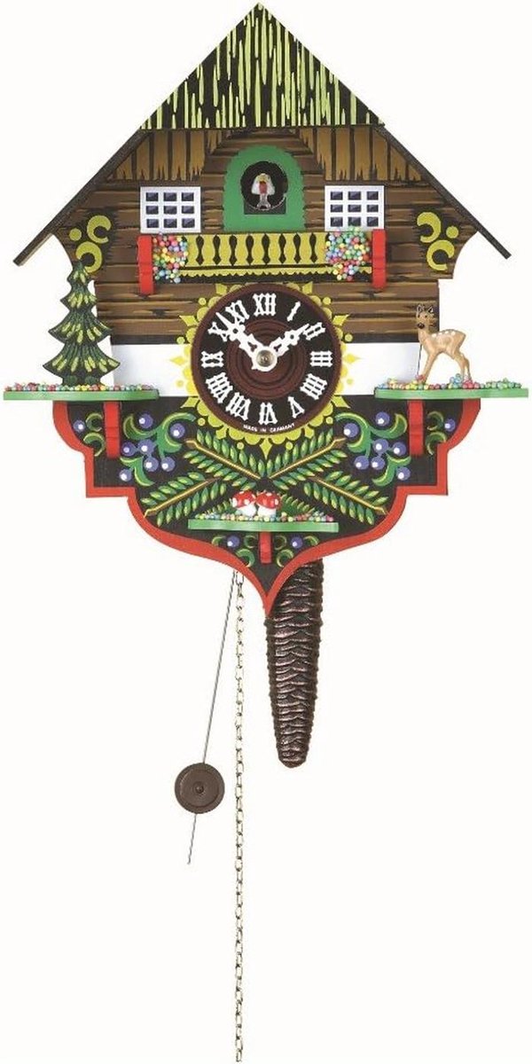 Viertelruf Koekoeksklok met 1-daags uurwerk - Decoratieve Wandklok uit het Zwarte Woud