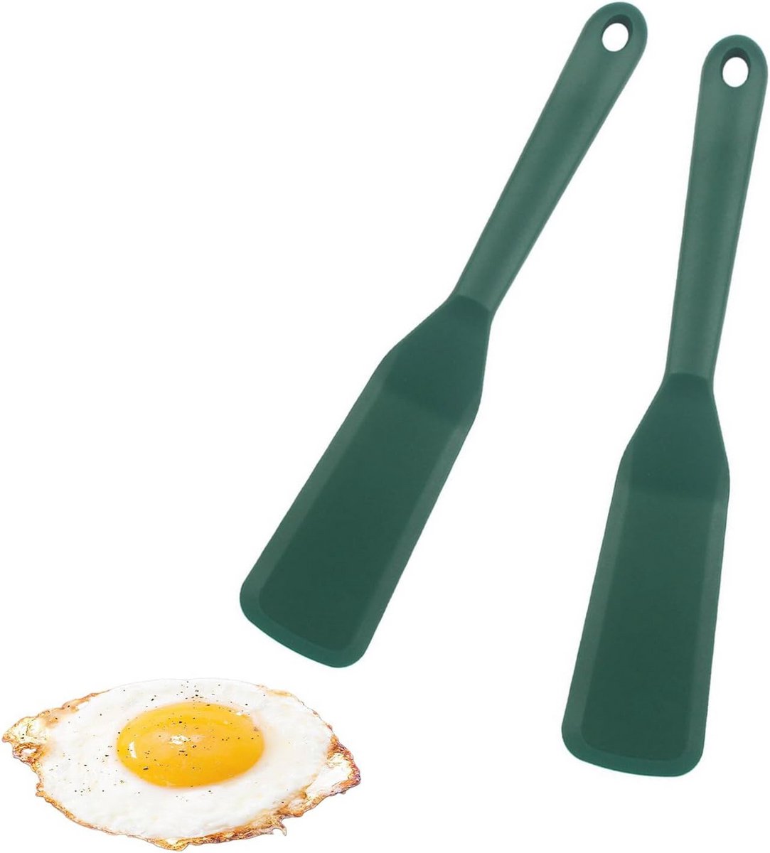 Set van 2 siliconen spatels voor koken vis, ei, hamburger, pizza en steak