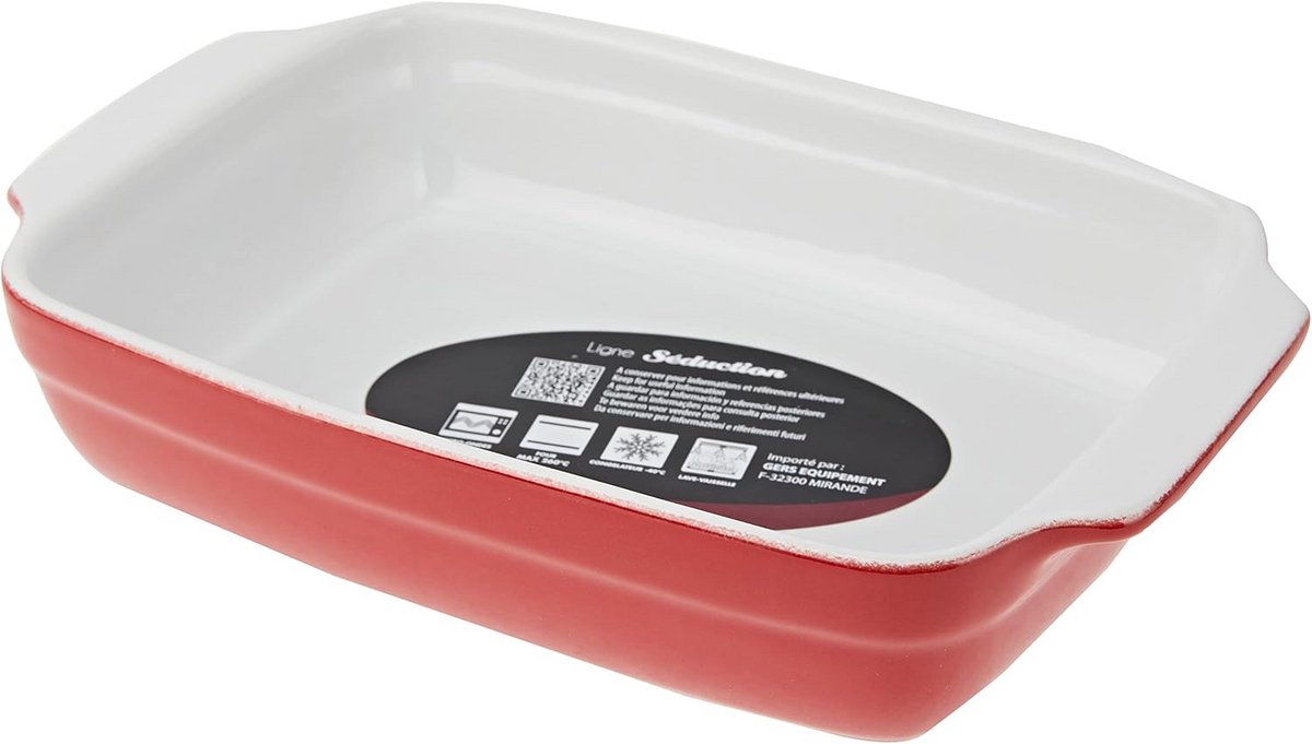 Raspberry Baking Dish with Ceramic Handles 25 x 15 x 5 cm