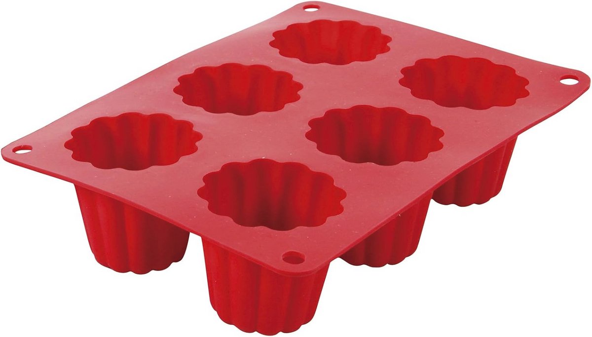 Geribbelde silicone bakvorm voor 6 Cannelés - 20,5 x 15 x 4,5 cm