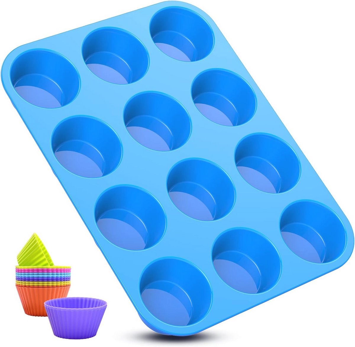 Mini Siliconen Muffinvorm voor 12 Muffins - Herbruikbare Bakplaat met Antiaanbaklaag