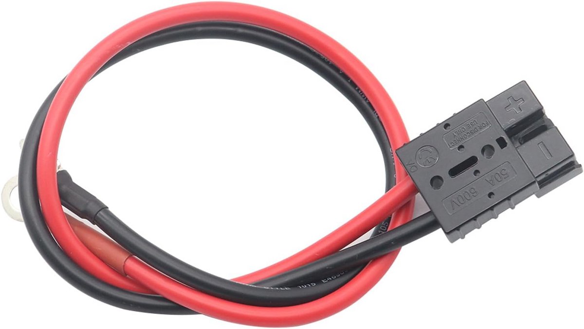 8AWG batterijadapterkabel met O-type klem en 50A stekker - 50 cm
