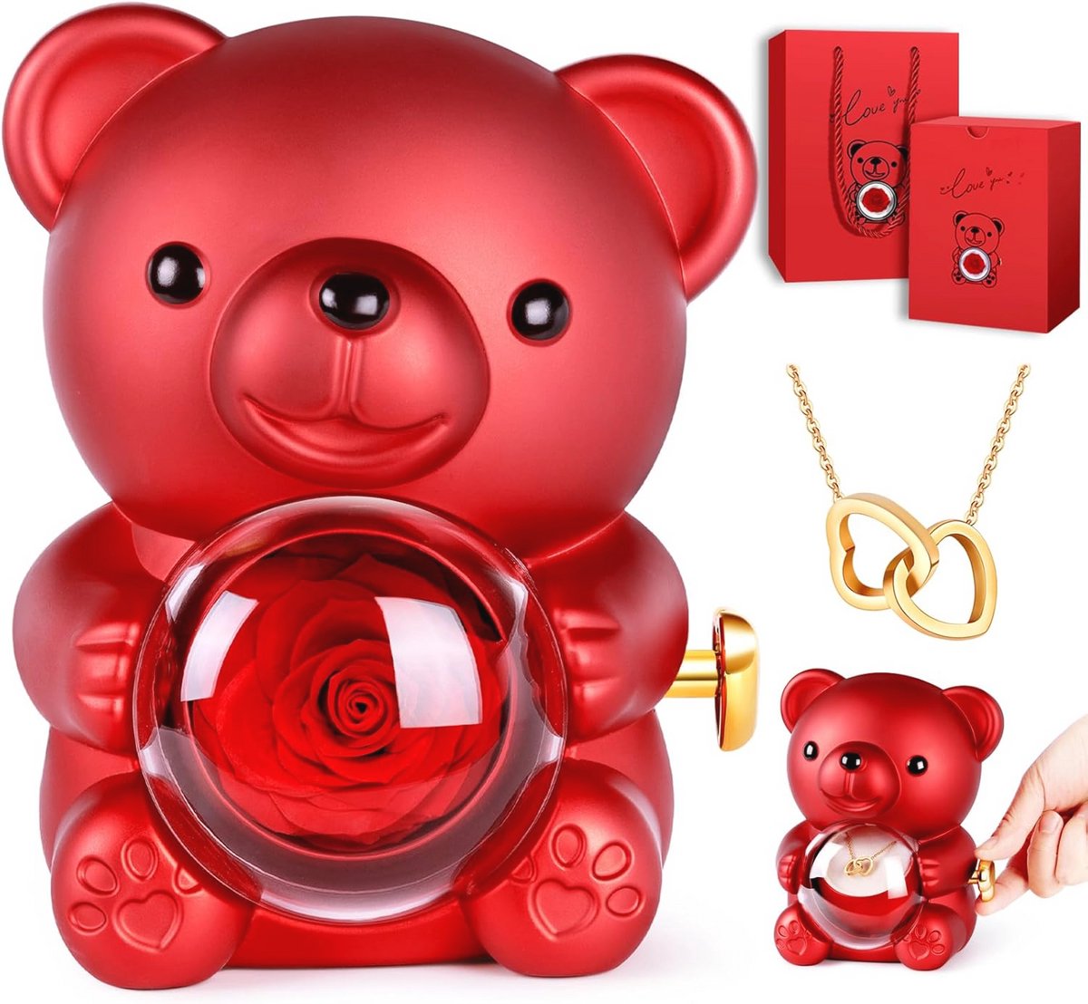 Eeuwige Roos Geschenkdoos met Teddybeer - Perfect Cadeau voor Dames en Speciale Gelegenheden