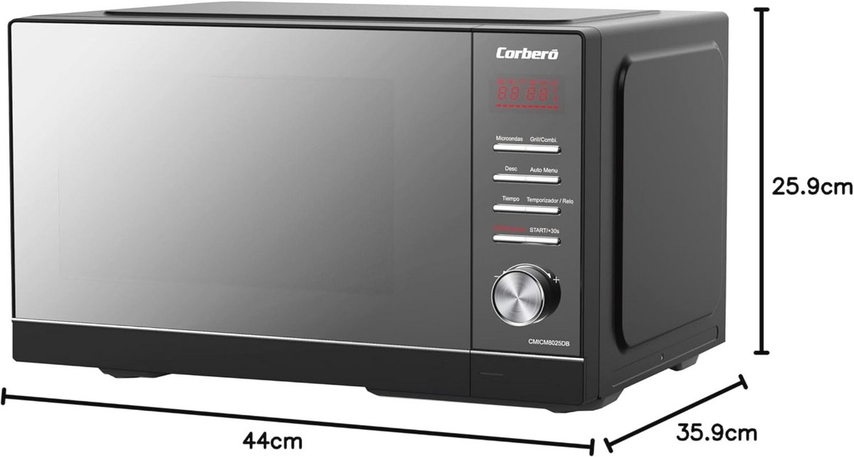 Magnetron 25L met Grill en Digitale Bediening - 900W, Automatisch Menu