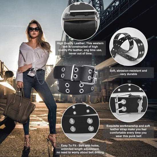 Punk Rock Klinknagel Riem Studded Riem Oogjes Draad Riem Vierkante