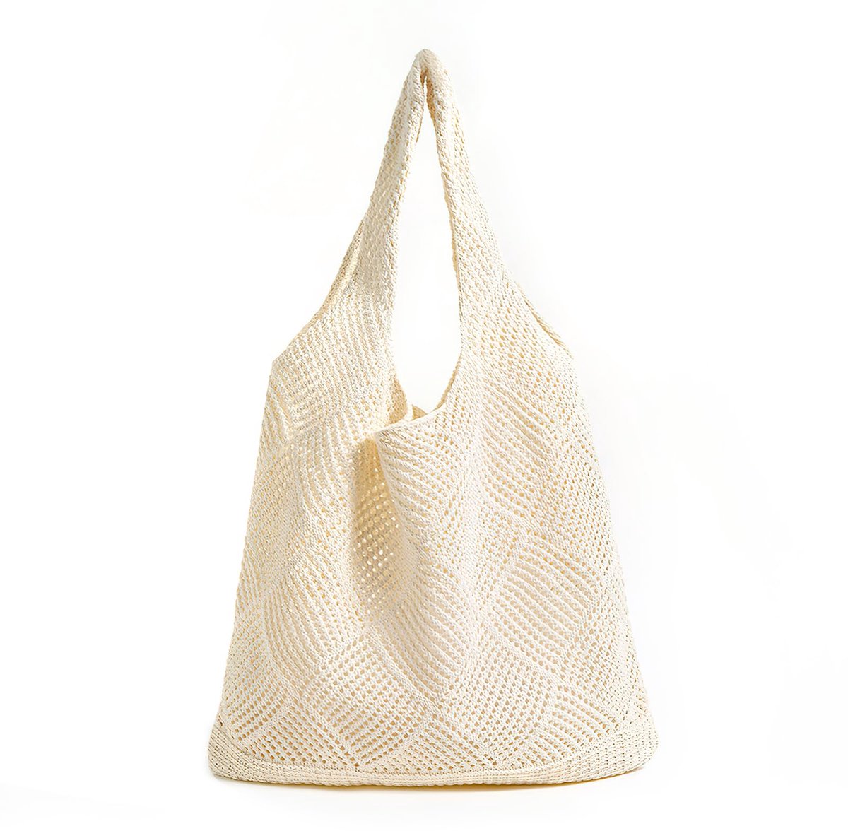Women's Beach Bag, Crochet Summer Bag, Crochet Mesh Beach Bag, Shoulder Bag, Knitted Net Bag, Knitted Shoulder Bag, Large Crochet Shopping Bag, Knitted Tote Bag, Beige, beige