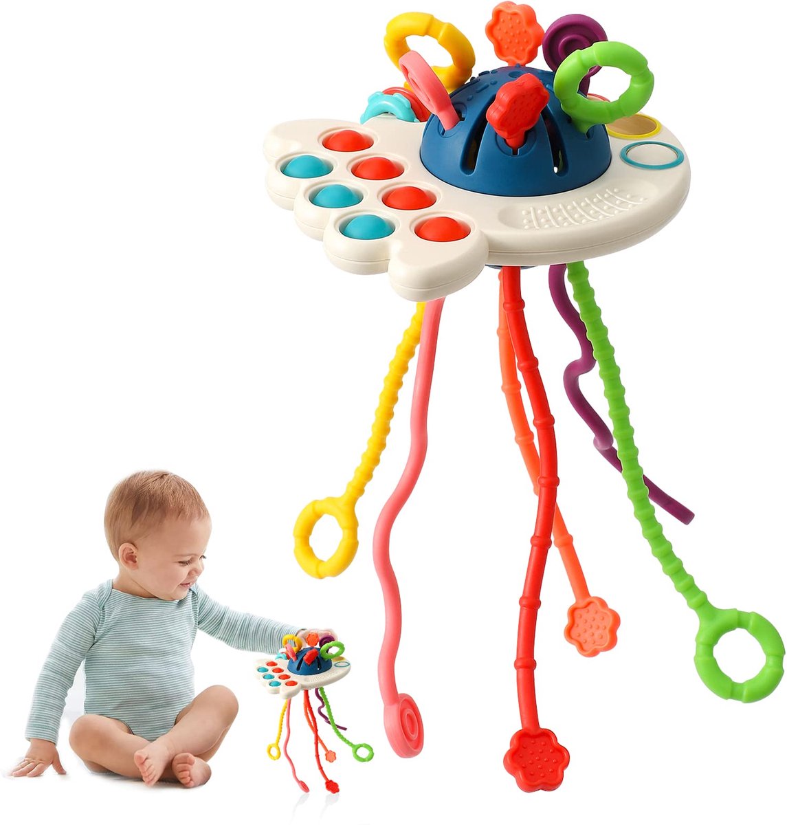 Kraftverdia - Montessori-speelgoed - trekkoord activiteitsspeelgoed - Sensorisch speelgoed - Geschikt voor kinderen van 18 maanden en ouder - Geschikt voor zowel mannelijke als vrouwelijke baby's - Speelgoed voor de ontwikkeling van fijne motoriek