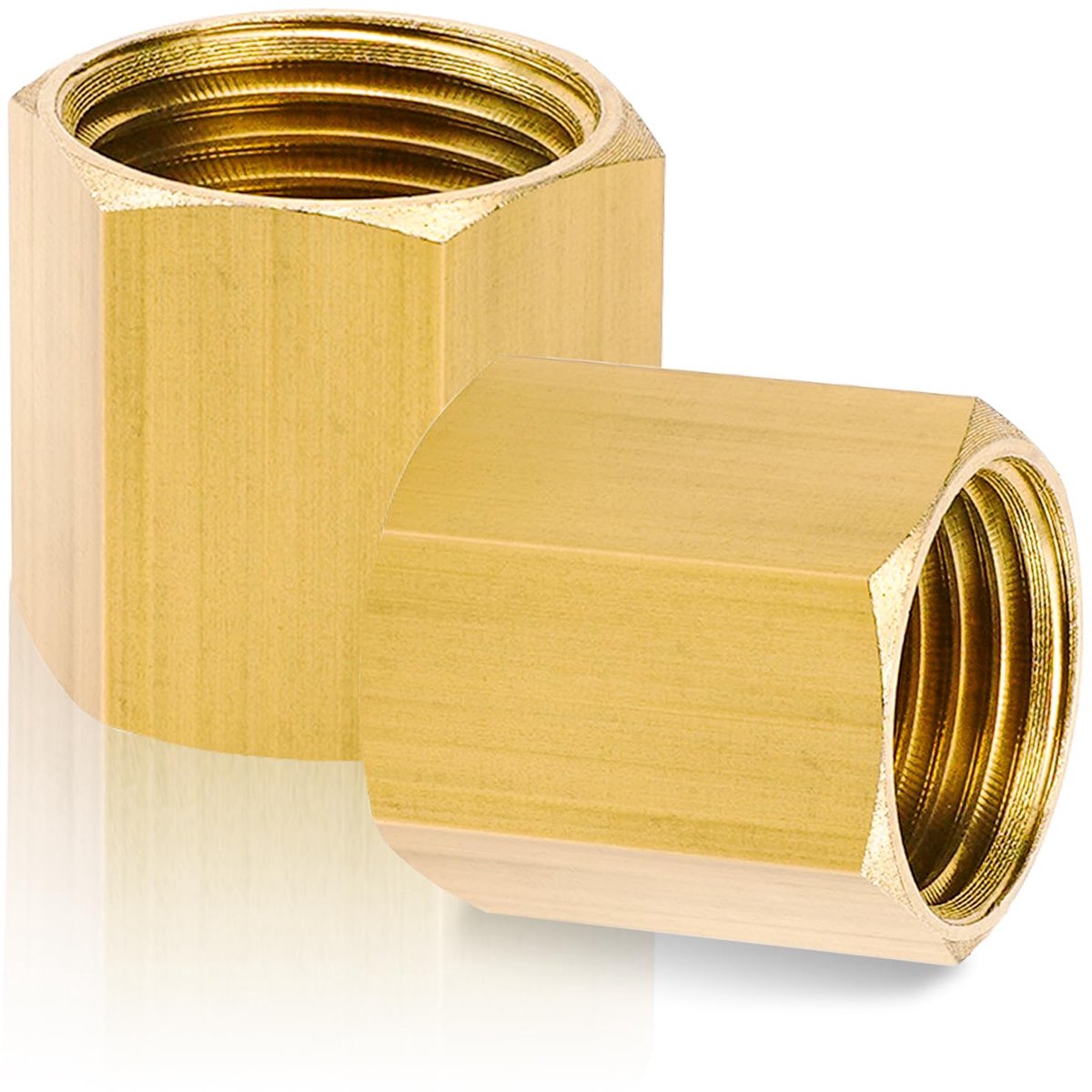 2pcs IG 1/4 inch brass , 1/4 inch female thread connector, brass double, hexagonal nipple fitting, with sealing tape, for pipe connection