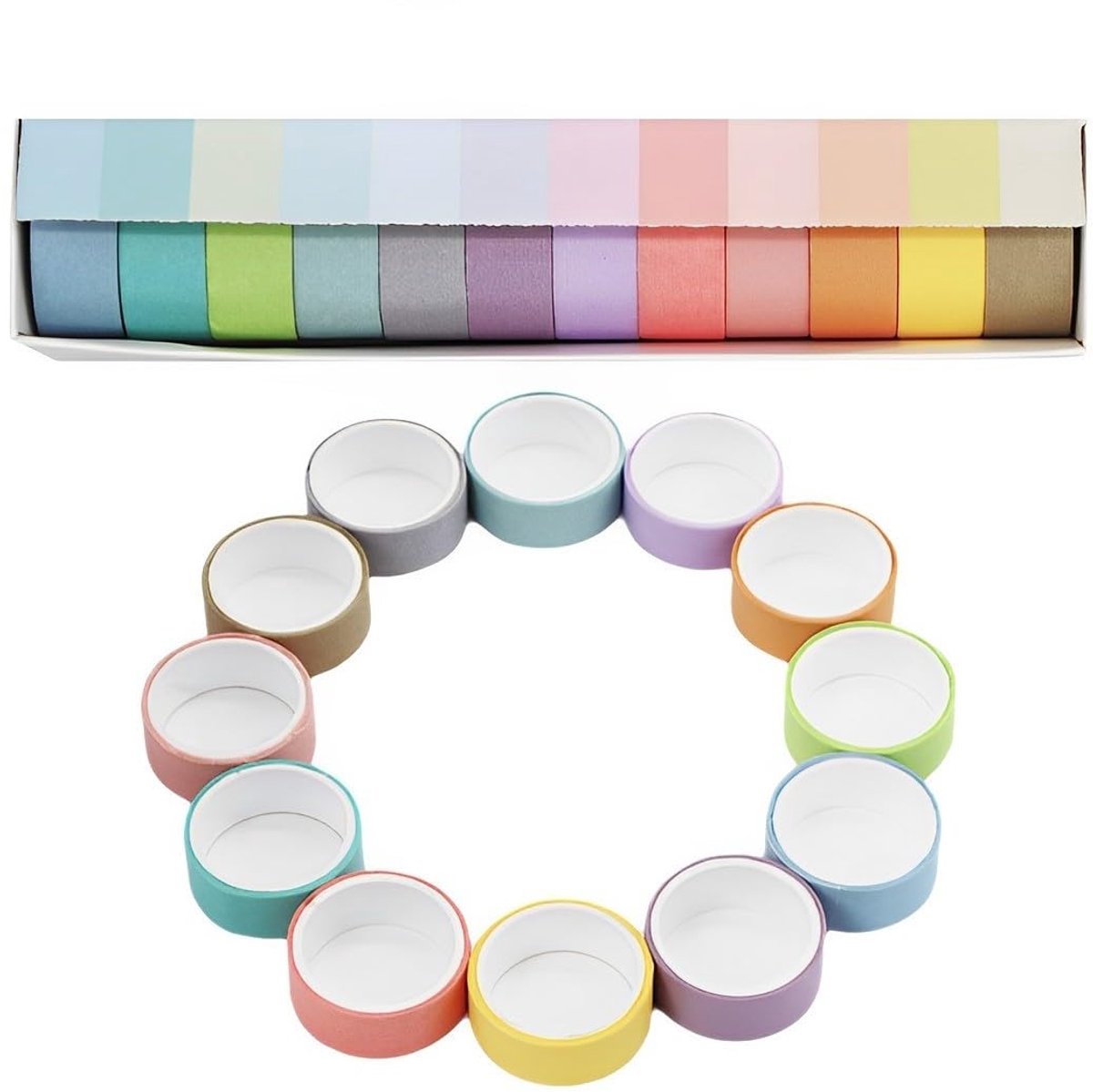 IMPERATORIS® 12 rollen Washi-Tape Knutselen en Bullet Journals - Stickers Volwassenen - Plakband - 15mm - Washi Tape - Decoratieve afplaktape