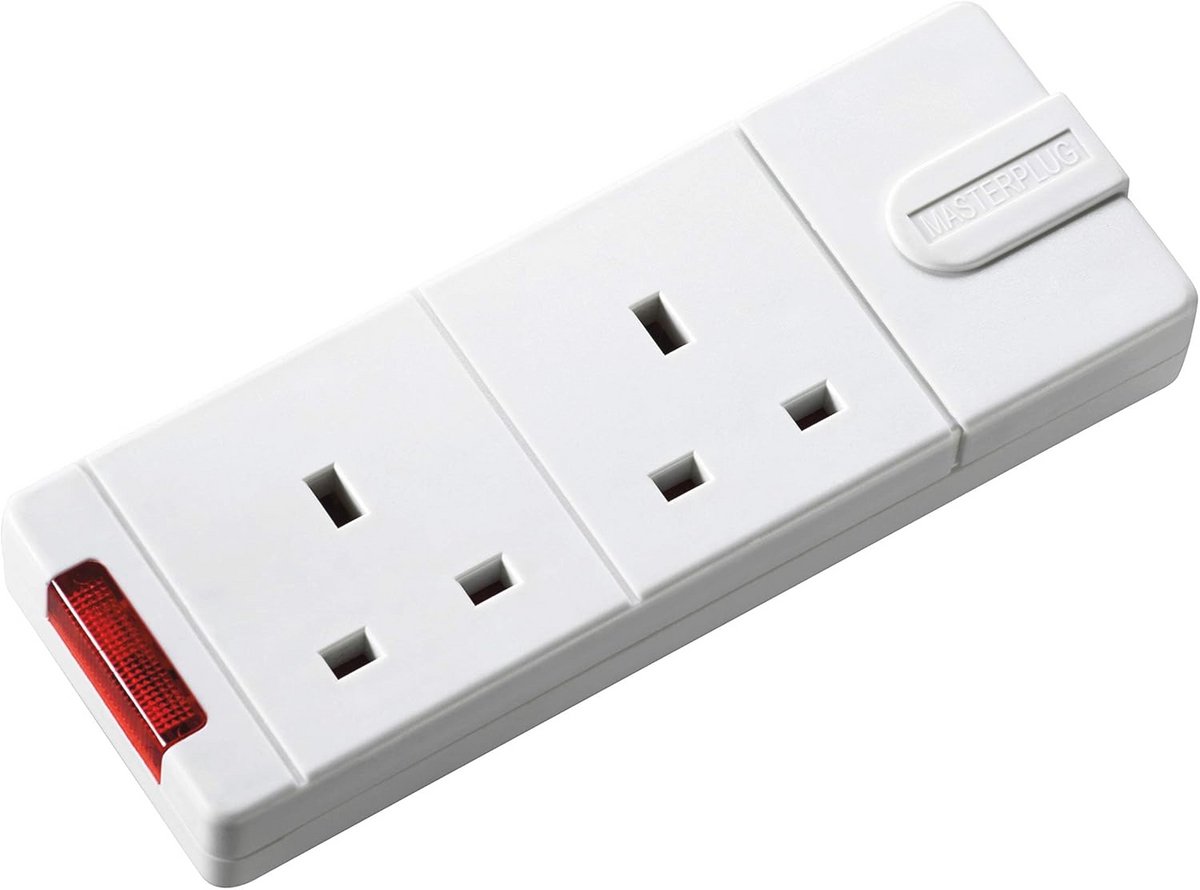 Stopcontact met stroomindicator en twee aansluitingen - zonder kabel of stekker, wit