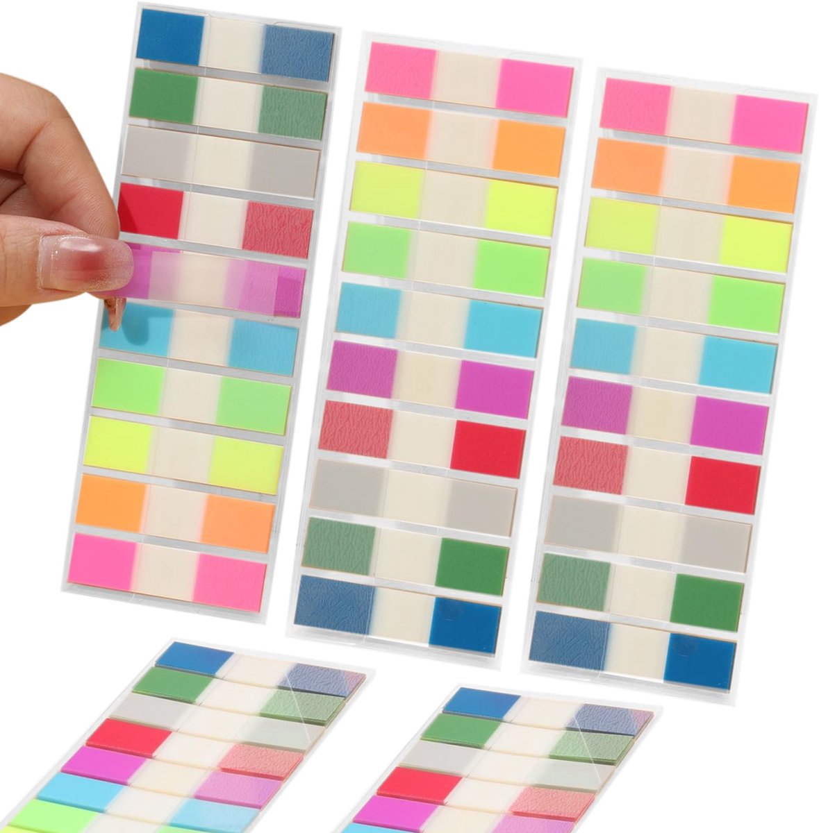 IMPERATORIS® Transparante Plakbriefjes - Sticky notes - Memoblaadjes - Index Tabs - Zelfklevend - Ideaal voor Planningsherinneringen, Kantoor, Thuis, School - 1000 Stuks - 10 Kleuren