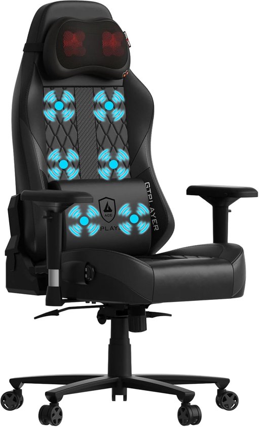 Gamingstoel Ergonomisch met Massage en Voetsteun Zwart - Gamingstoel - €239,99